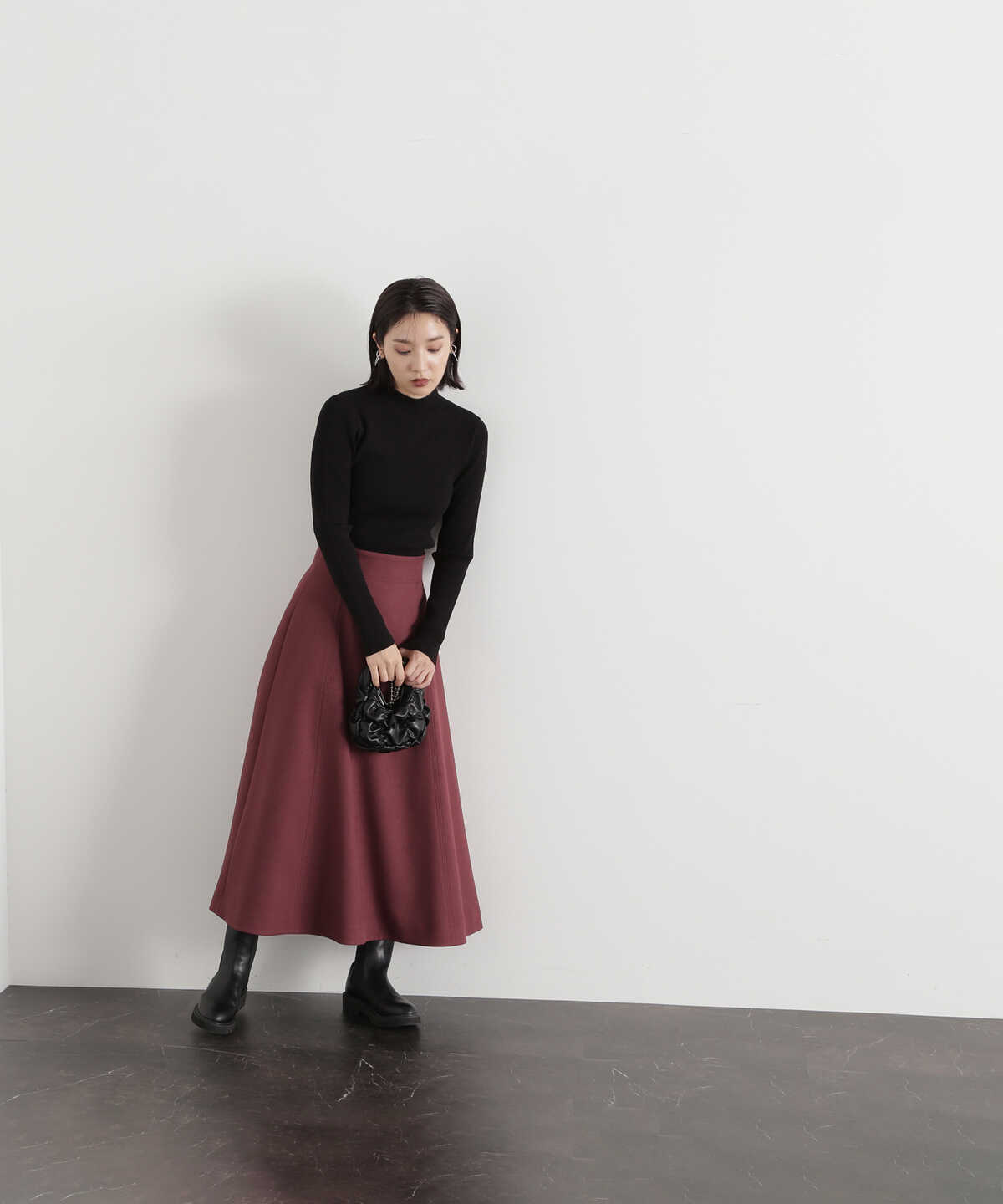 【Oggi10月号掲載】＜ウーリッシュカルゼシリーズ＞切替フレアスカート