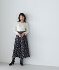 アートフラワープリントスカート