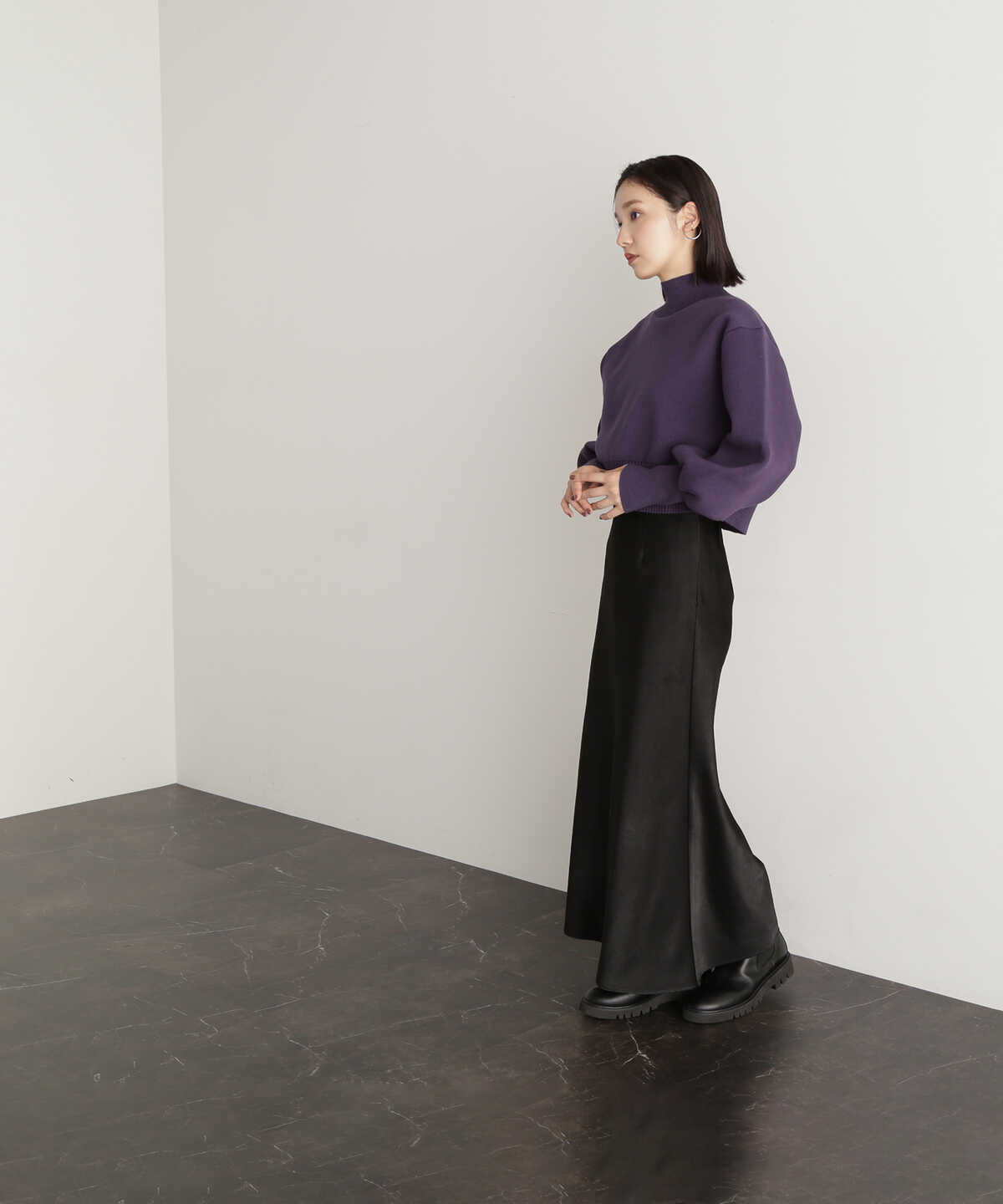 【SPRiNG11月号掲載】シンプルサテンナロースカート