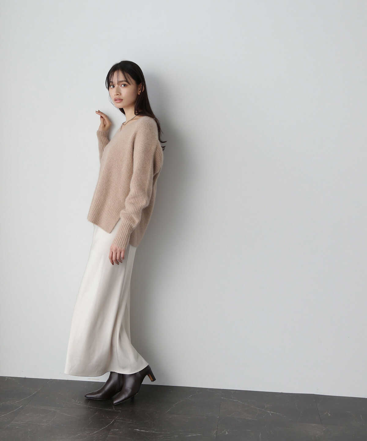 【SPRiNG11月号掲載】シンプルサテンナロースカート