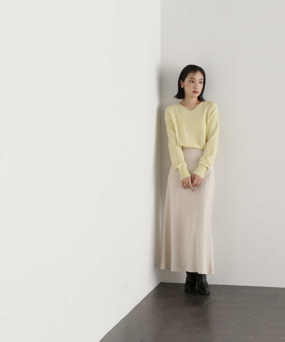 【SPRiNG11月号掲載】シンプルサテンナロースカート