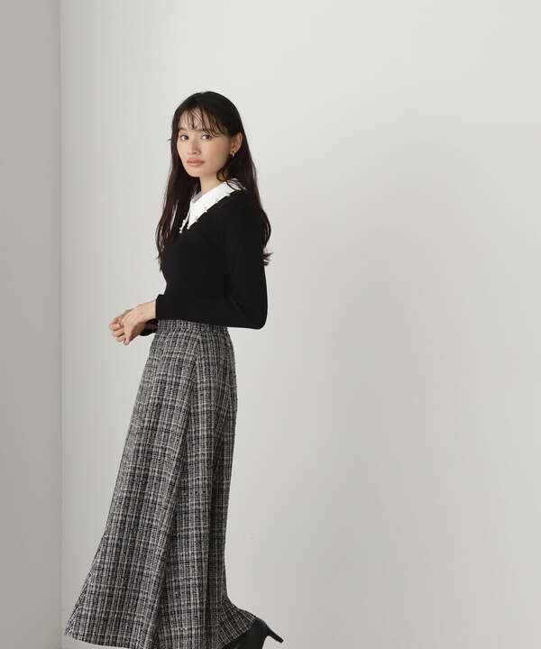 新品 ファンシーツイードフレアスカート - ひざ丈スカート