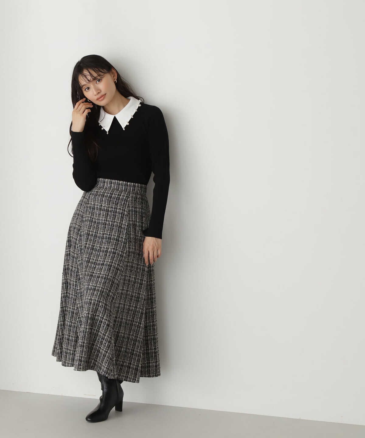 【Naoko Tsuji ×La TOTALITE】ツイードフレアスカート