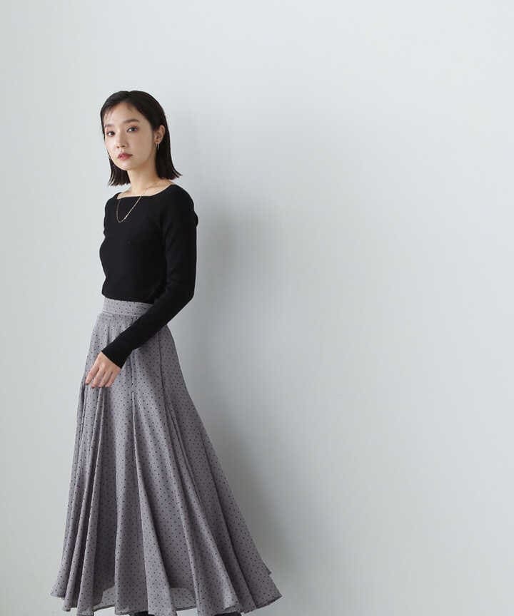 natural beauty basic フロッキーボリュームスカート Sサイズ - ひざ丈