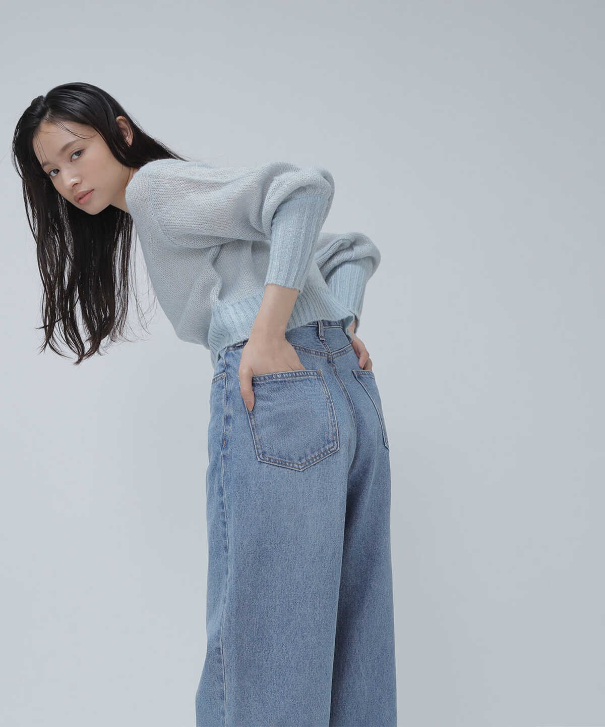 NATRAL DENIM 1P WIDE PANTS ワイドデニム　ホワイトデニム/ジーンズ