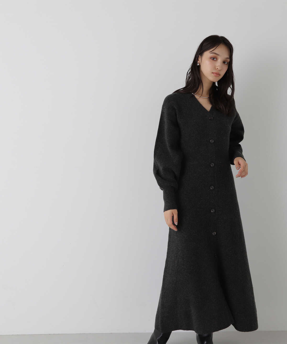 新品 Sonny Label Vネックフロントボタンフレアワンピース