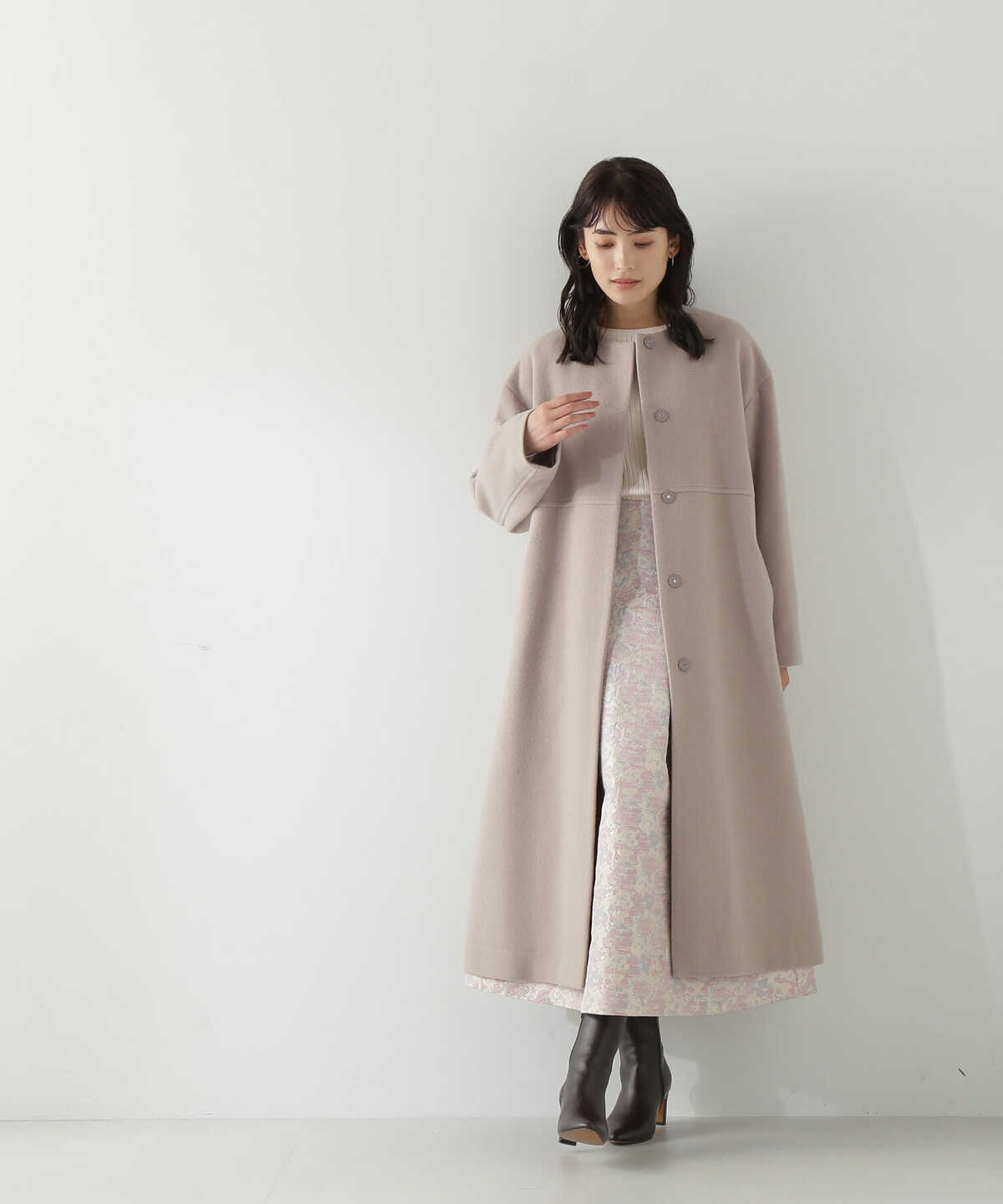 few fabrics × fort ノーカラーコート | carvaobrasagaucha.com.br