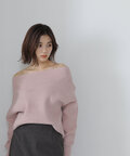 オフショルボクシーラメニット