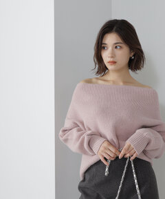オフショルボクシーラメニット