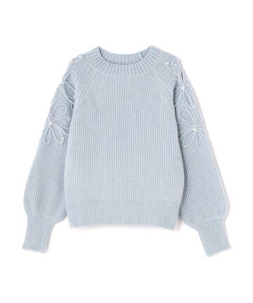 【先行予約10月中旬-下旬入荷予定】フラワーアートスリーブニット
