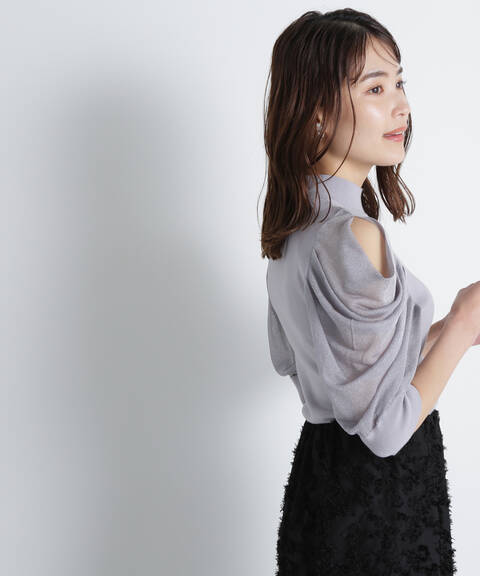 【追加生産予約7月中旬-下旬入荷予定】ドレープスリーブスリットニット