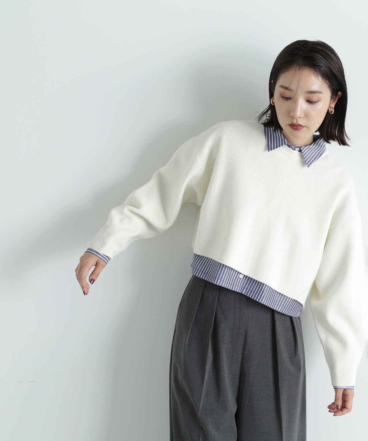 【Oggi10月号掲載】クロップドニット＆シャツセット