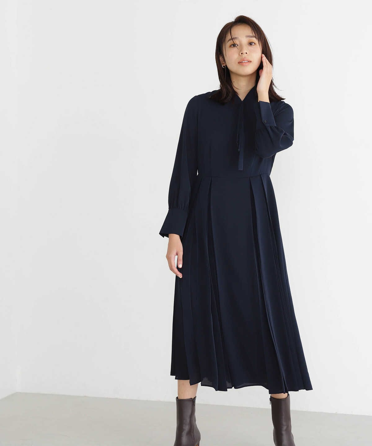 タグ付][ZARA]ワンピース S ボウタイ リボン プリーツ ザラ スカート ...