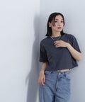 クロップドヘム刺繍Tシャツ