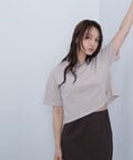 クロップドヘム刺繍Tシャツ