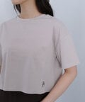 クロップドヘム刺繍Tシャツ