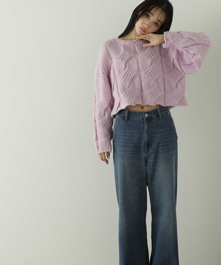ドゥーズィエムクラス DEUXIEME CLASSE エブリデイアイライク EVERYDAY I LIKE クロップド ケーブル ニット プルオーバー  長袖 セーター ウール カシミヤ 2022AW ネイビー 紺 22080500806030 レディース 013-202402220255 |  ベクトルパーク