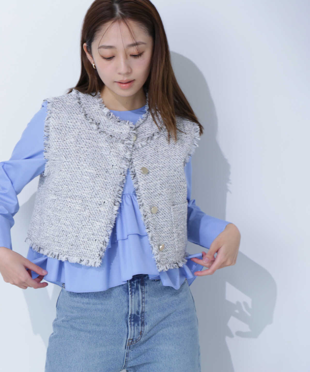 sheller シェリエ ドットペプラムトップス トップス