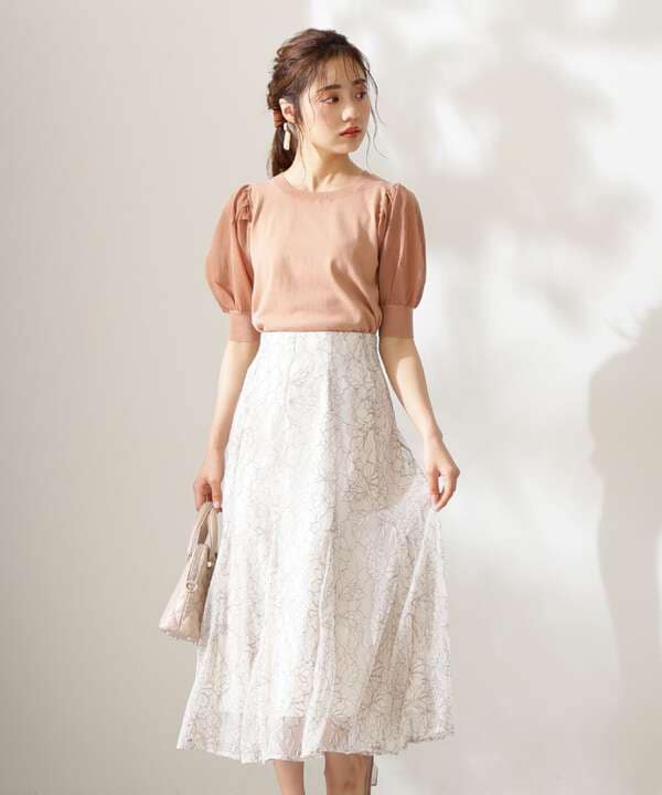 レースフレアスカート Web限定カラー ダスティブルー Proportion Body Dressing サンエービーディーオンラインストア Sanei Online Store