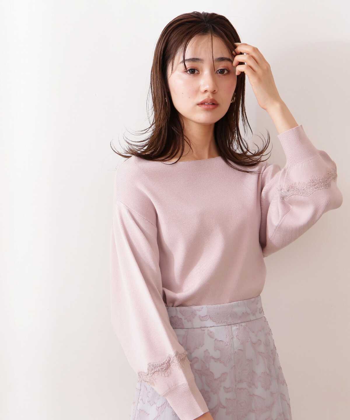 美品 Rene ルネ 6132750 Beauty Knit Dress ニットワンピース 1点 パープル 34(7号相当） レーヨン､ポリエステル 半袖 ひざ丈 レディース AC1122A59