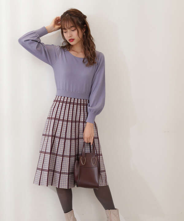 プリーツチェックニットワンピース Proportion Body Dressing サンエービーディーオンラインストア Sanei Online Store