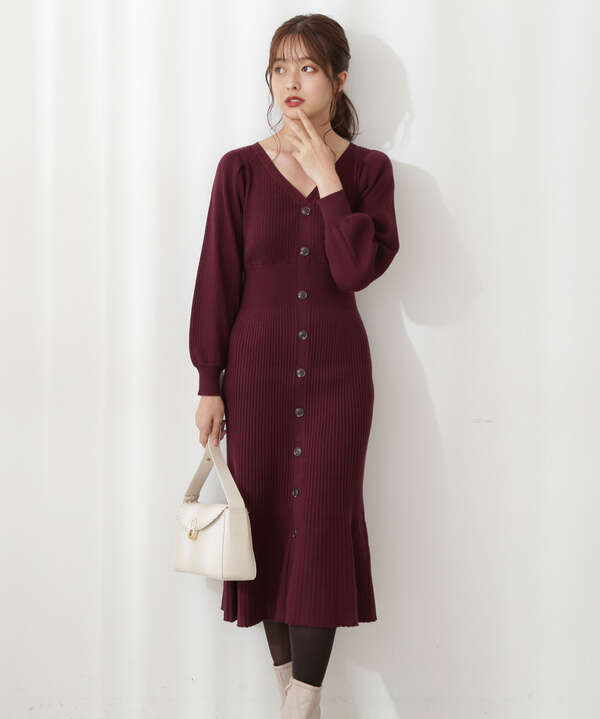 フロント釦ニットワンピース Web限定カラー グリーン Proportion Body Dressing サンエービーディーオンラインストア Sanei Online Store フロント釦ニットワンピース Web限定カラー グリーン Proportion Body Dressing サンエービーディーオンラインストア Sanei Online Store