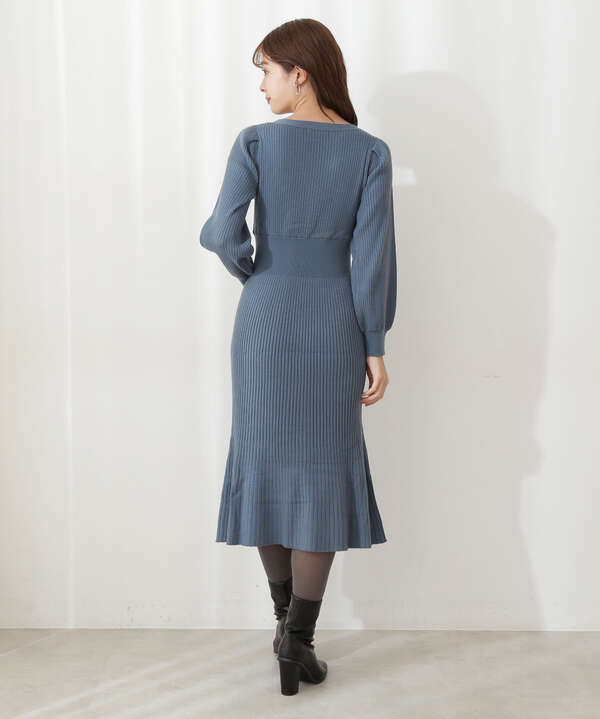 フロント釦ニットワンピース Web限定カラー グリーン Proportion Body Dressing サンエービーディーオンラインストア Sanei Online Store