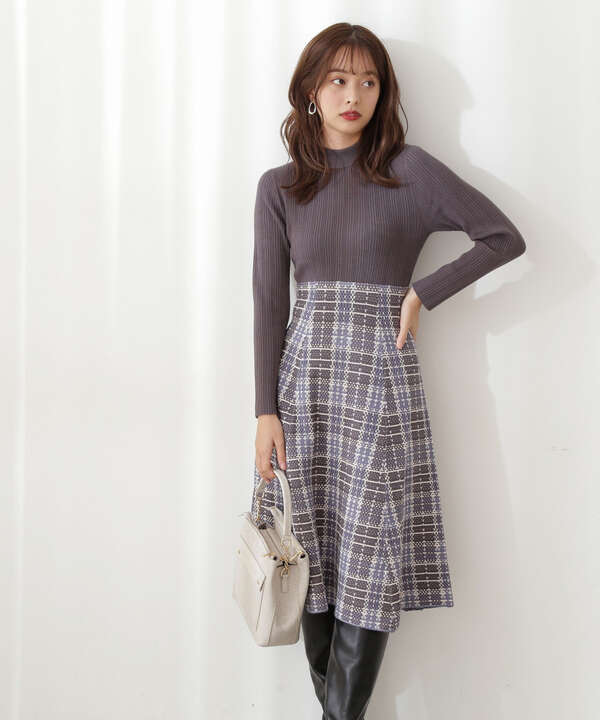 白石聖さん着用 美人百花11月号 掲載商品 チェックニットドッキングワンピース Proportion Body Dressing プロポーションボディドレッシング 公式 通販 Mix Tokyo