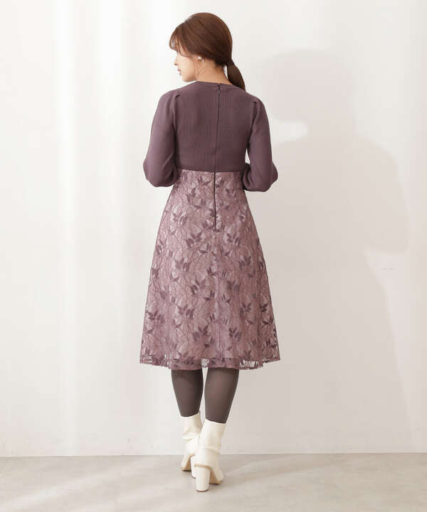 美人百花10月号 掲載商品 ベロアレースニットドッキングワンピース m040 Proportion Body Dressing プロポーションボディドレッシング 公式 通販 Mix Tokyo