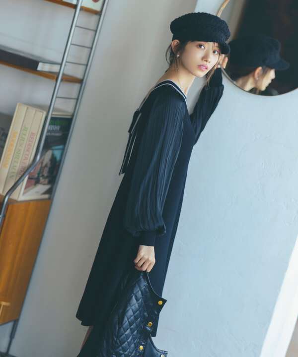 Edit Cologne 前後2wayサテンスリーブリボンニットワンピース Proportion Body Dressing サンエービーディーオンラインストア Sanei Online Store