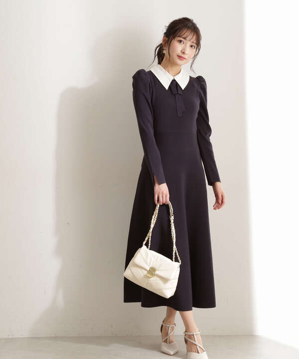 2wayボウタイ襟付きナローフレアニットワンピース Proportion Body Dressing サンエービーディーオンラインストア Sanei Online Store