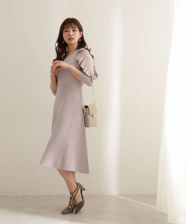 美人百花4月号掲載商品 ラッフルスリーブニットワンピース Proportion Body Dressing サンエービーディーオンラインストア Sanei Online Store