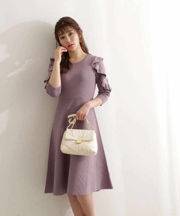 美人百花4月号掲載商品 ラッフルスリーブニットワンピース Proportion Body Dressing サンエービーディーオンラインストア Sanei Online Store
