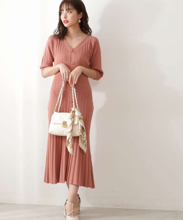 美人百花5月号 宇垣美里さん着用商品 フロント釦ロングニットワンピース Web限定カラー オレンジ Proportion Body Dressing サンエービーディーオンラインストア Sanei Online Store