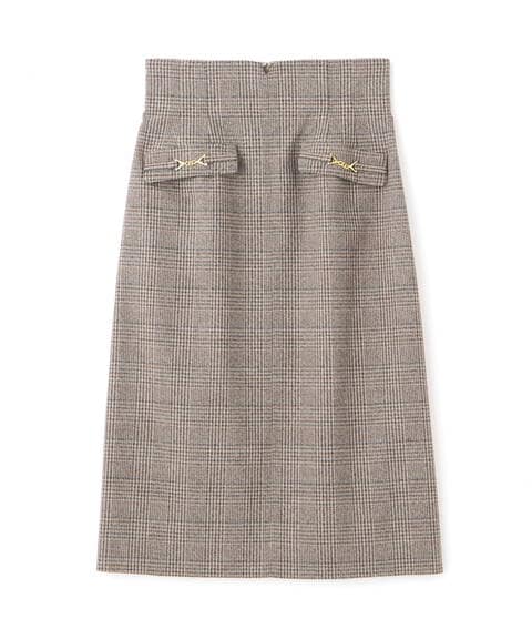 【先行予約11月中旬-11月下旬入荷予定】フェミニンチェックビットデザインタイトスカート