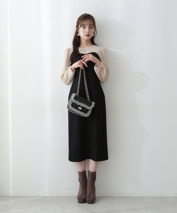 【先行予約10月中旬-10月下旬入荷予定】ハートカットデザインタイトワンピース