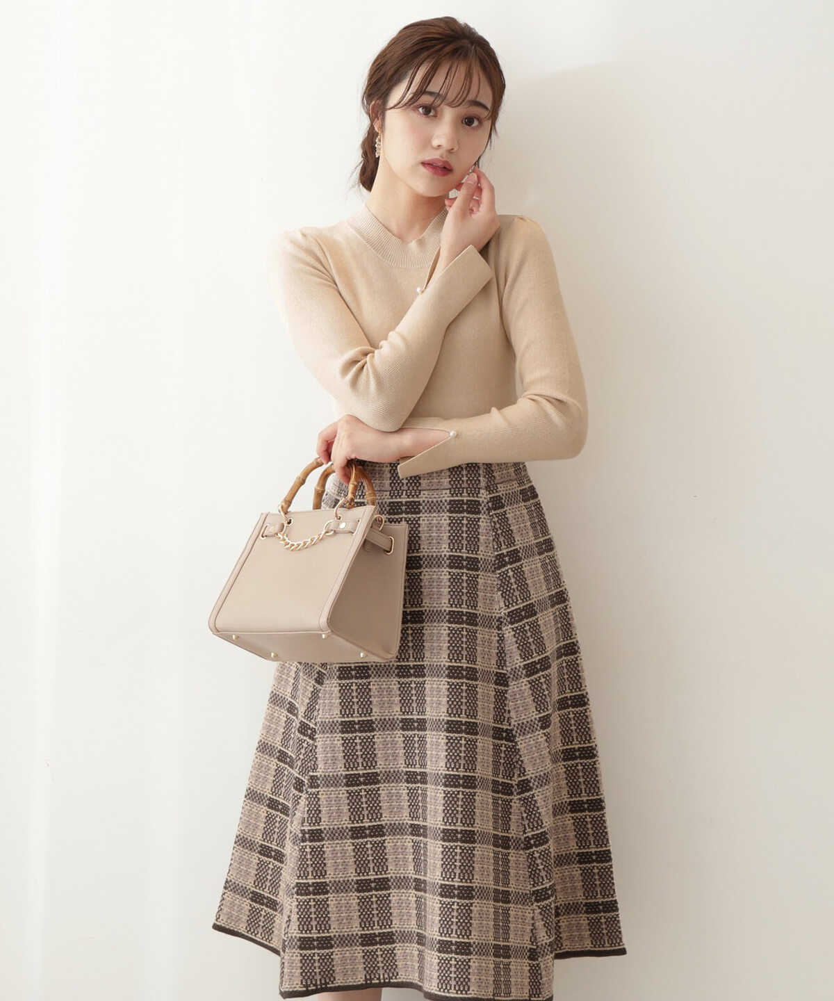 美人百花12月号タイアップ 休井美郷さん着用商品】チェックドッキング 