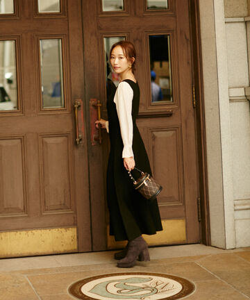 【美人百花10月号タイアップ 宇垣美里さん着用商品】セミフレアハイウエストニットワンピース