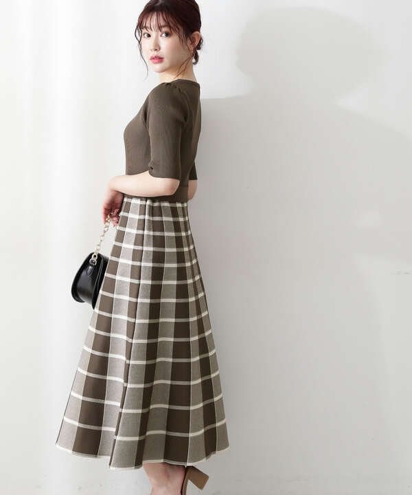 ポリエステルチェックニットワンピース Proportion Body Dressing サンエービーディーオンラインストア Sanei Online Store