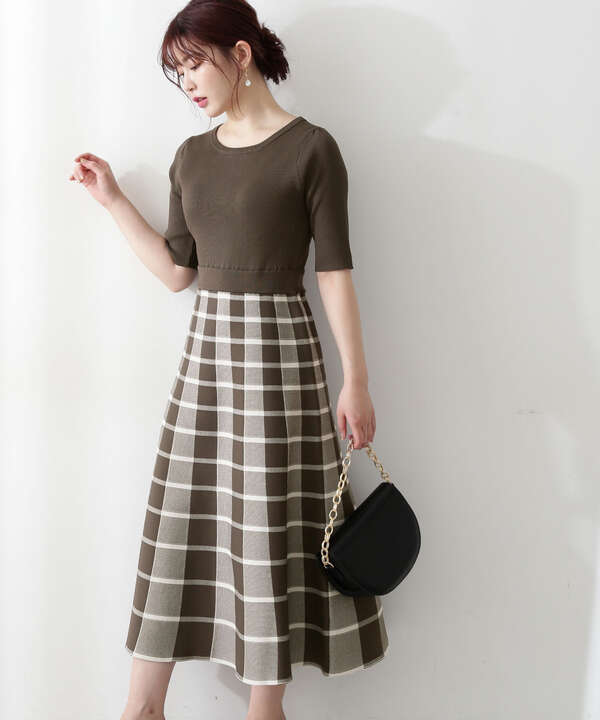ポリエステルチェックニットワンピース Proportion Body Dressing サンエービーディーオンラインストア Sanei Online Store