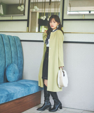 レスキューウールノーカラーロングコート