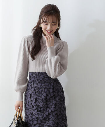 【先行予約10月下旬-11月上旬入荷予定】タートルネックボリュームスリーブニット