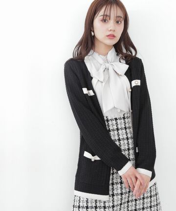 ツイードライクニットカーディガン