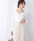 【美人百花4月号 掲載商品】リボン付きブラウス WEB限定カラー：ネイビー