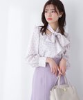 【美人百花4月号 掲載商品】リボン付きブラウス WEB限定カラー：ネイビー
