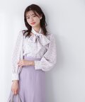 【美人百花4月号 掲載商品】リボン付きブラウス WEB限定カラー：ネイビー