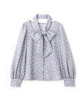 【美人百花4月号 掲載商品】リボン付きブラウス WEB限定カラー：ネイビー