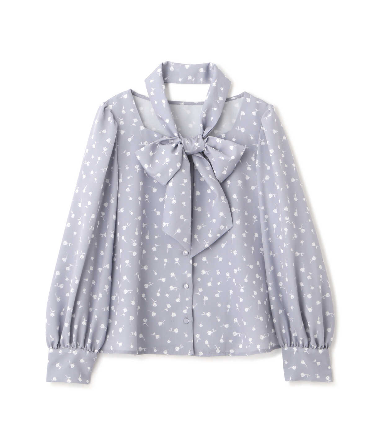 【美人百花4月号 掲載商品】リボン付きブラウス WEB限定カラー：ネイビー