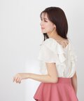 【美人百花6月号掲載 休井美郷さん着用商品】【鈴木愛理さん着用商品】バックリボンラッフルブラウス WEB限定：ライトブルー