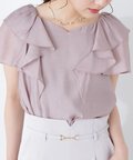 【美人百花6月号掲載 休井美郷さん着用商品】【鈴木愛理さん着用商品】バックリボンラッフルブラウス WEB限定：ライトブルー